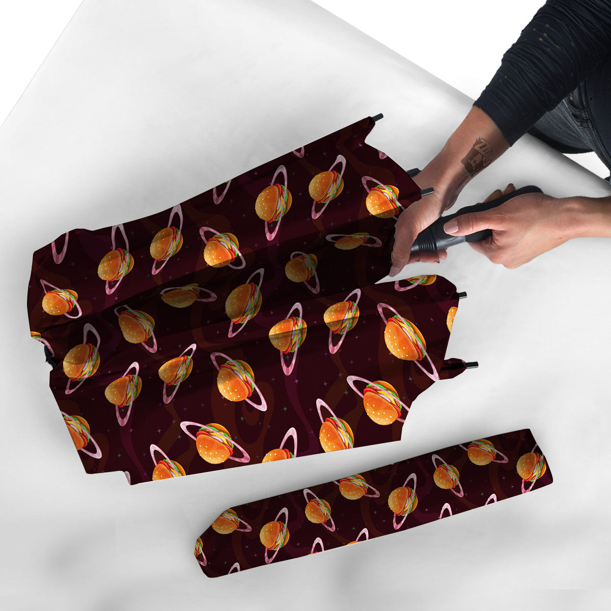 Hamburger Planet Print Pattern Umbrella-grizzshop