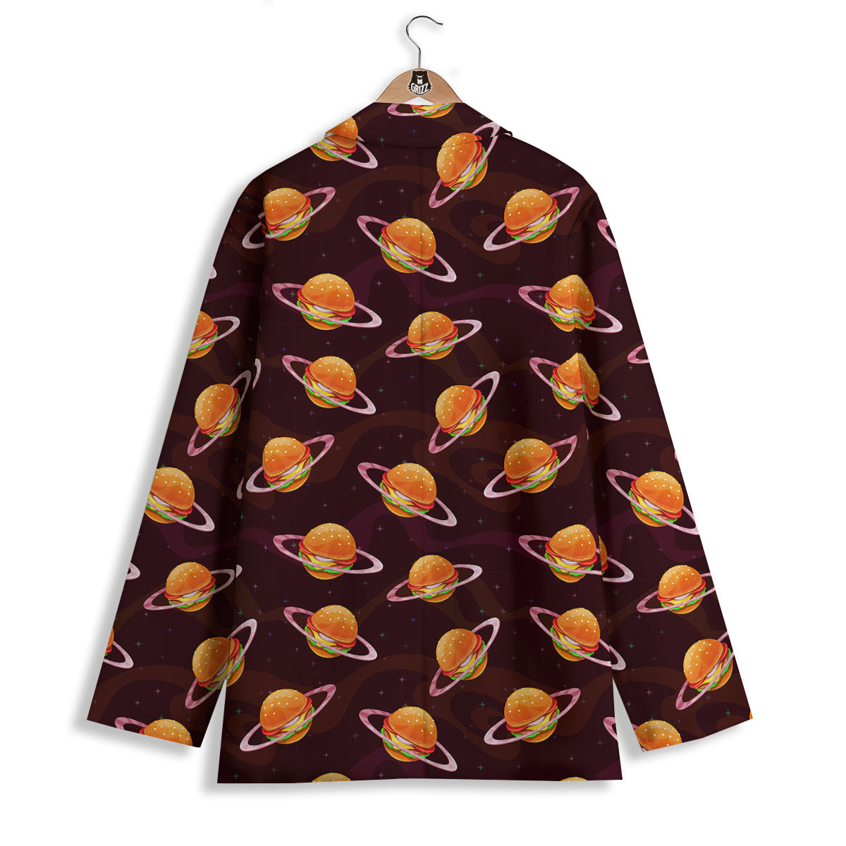 Hamburger Planet Print Pattern Women's Blazer-grizzshop