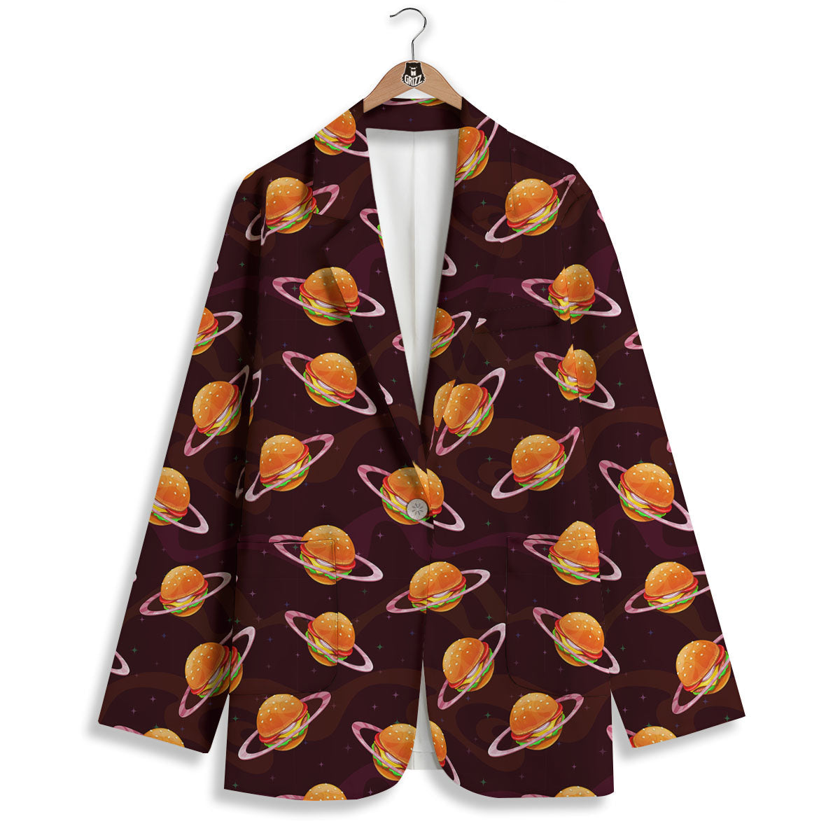 Hamburger Planet Print Pattern Women's Blazer-grizzshop
