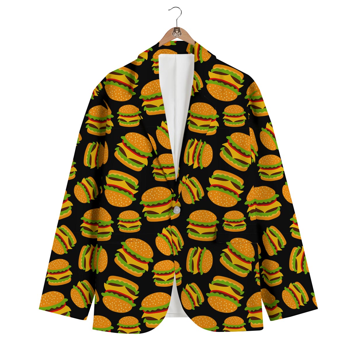 Hamburger Print Men's Blazer-grizzshop