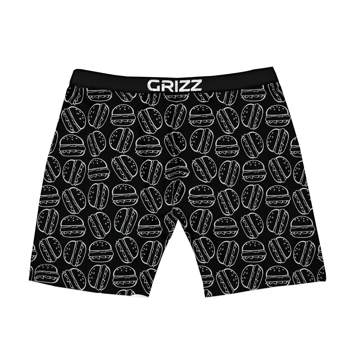 Hamburger White And Black Print Boxer Briefs-grizzshop