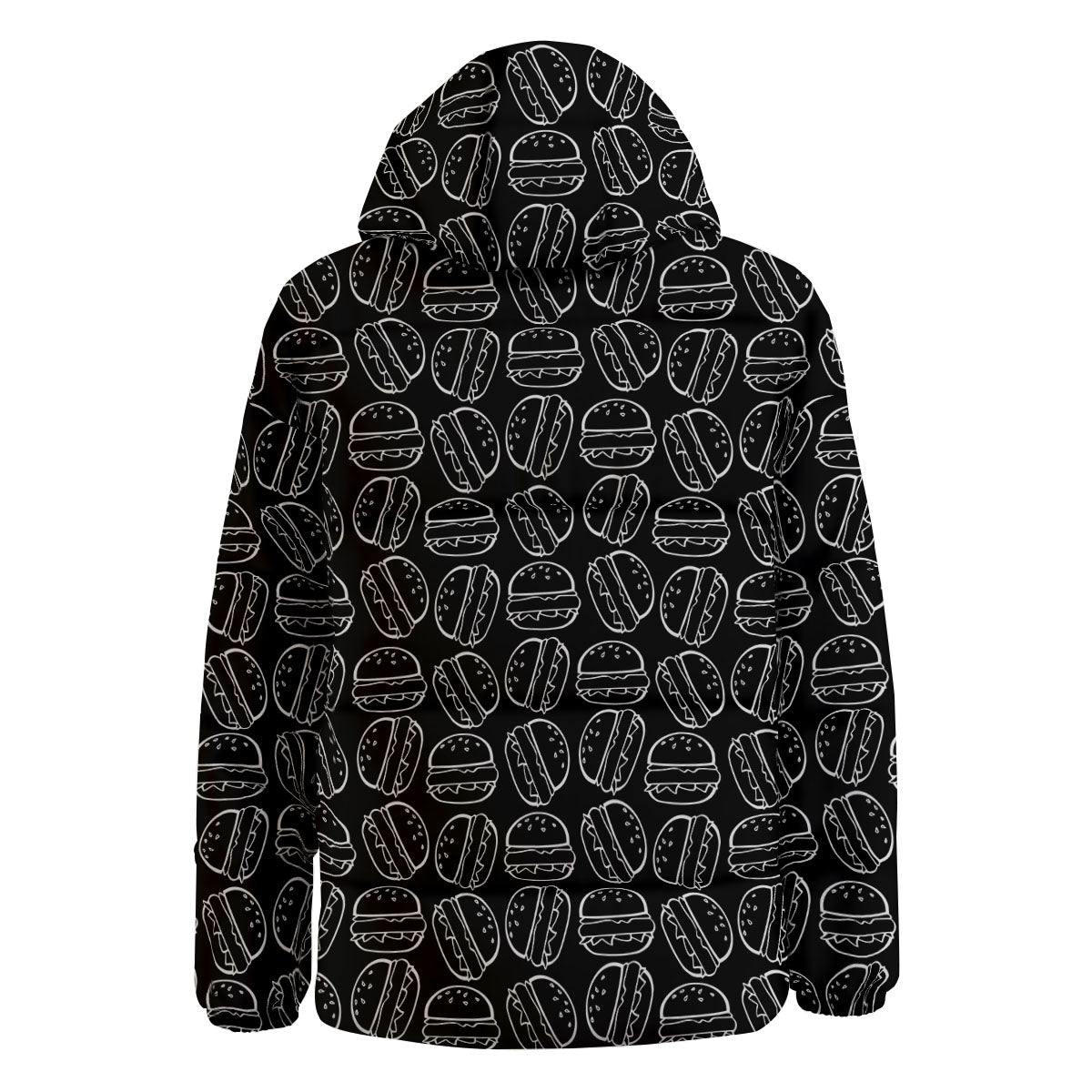 Hamburger White And Black Print Down Jacket-grizzshop