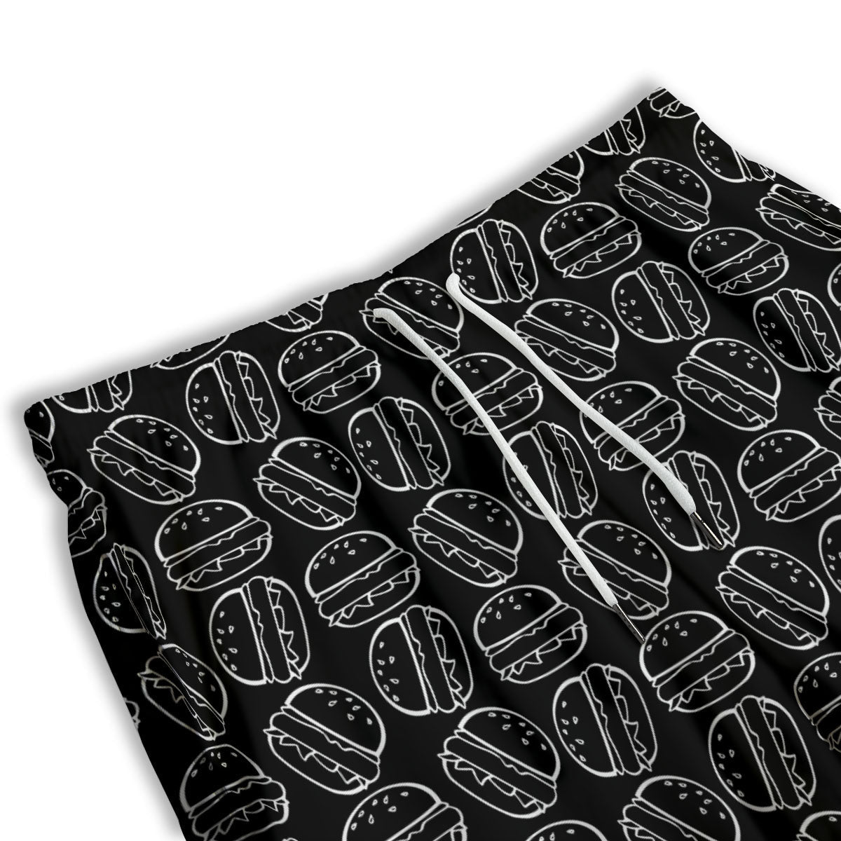 Hamburger White And Black Print Men's Athletic Shorts
