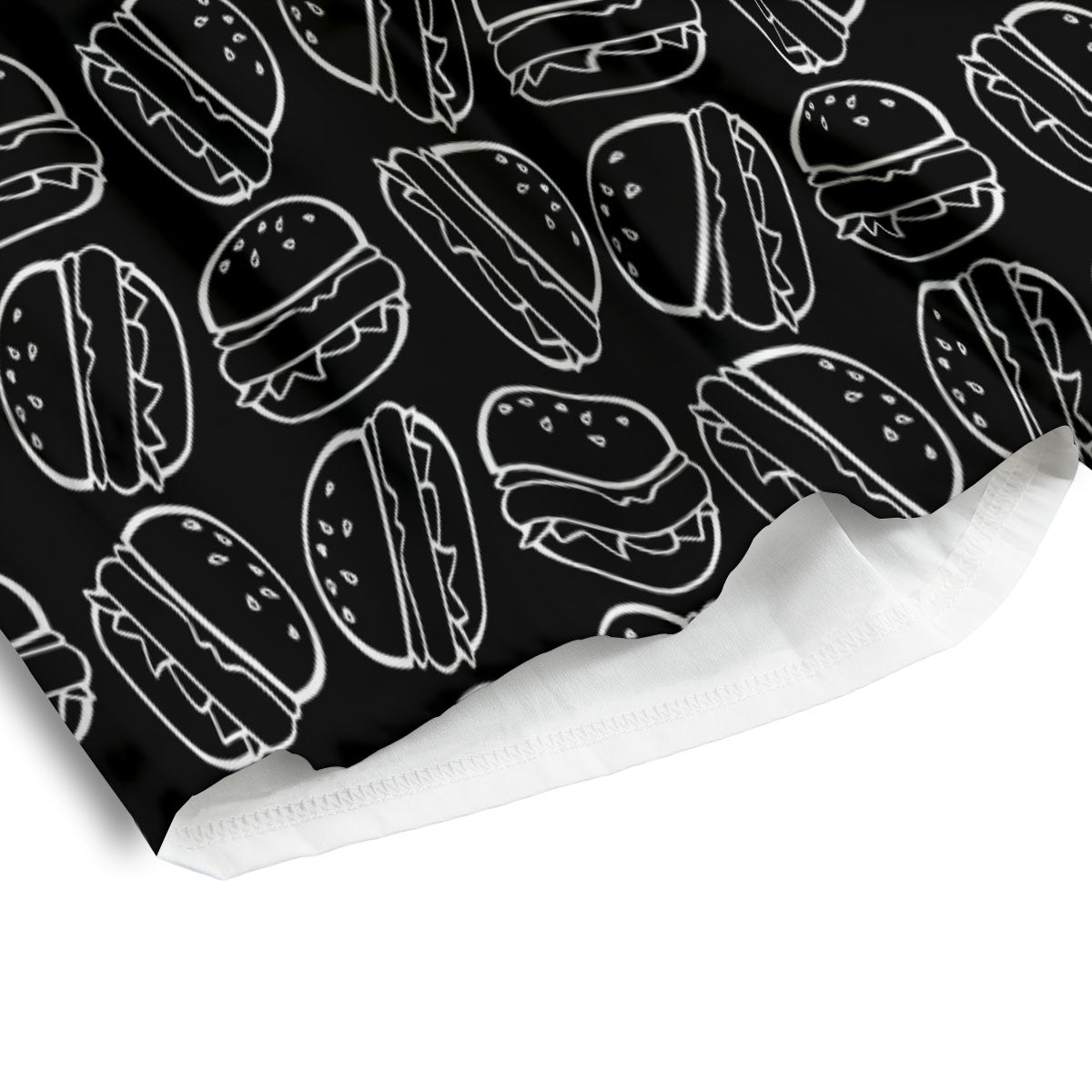 Hamburger White And Black Print Men's Athletic Shorts