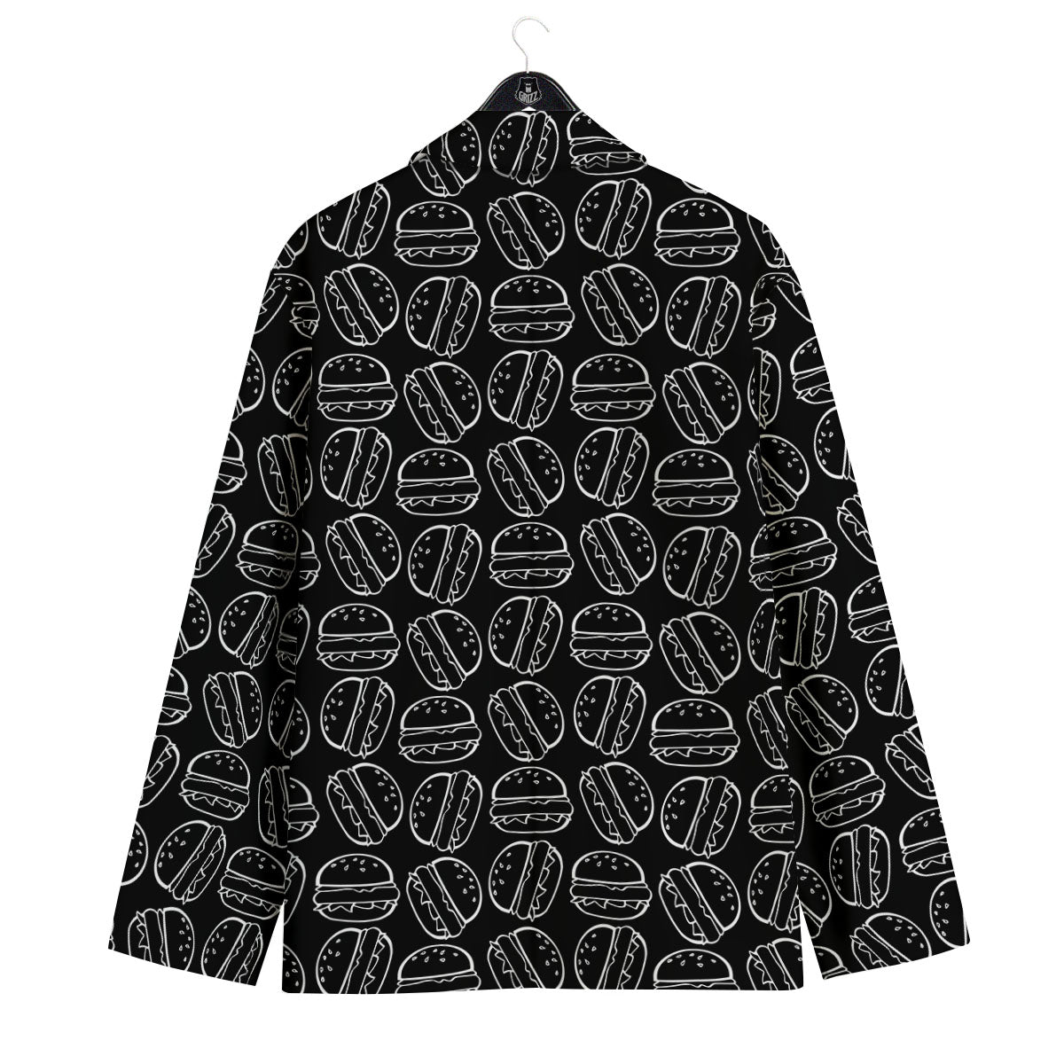 Hamburger White And Black Print Men's Sport Coat-grizzshop