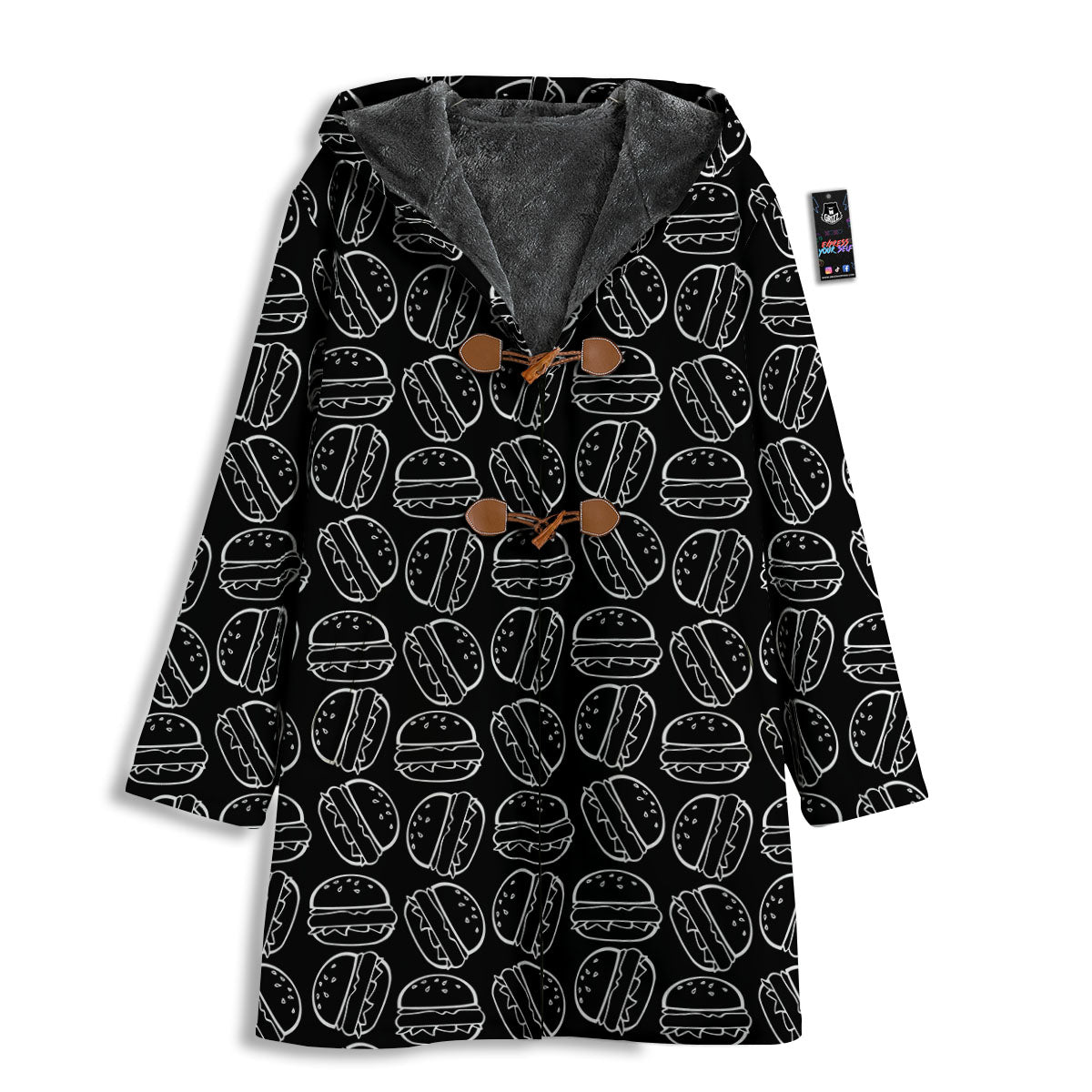 Hamburger White And Black Print Men's Windbreaker Jacket-grizzshop