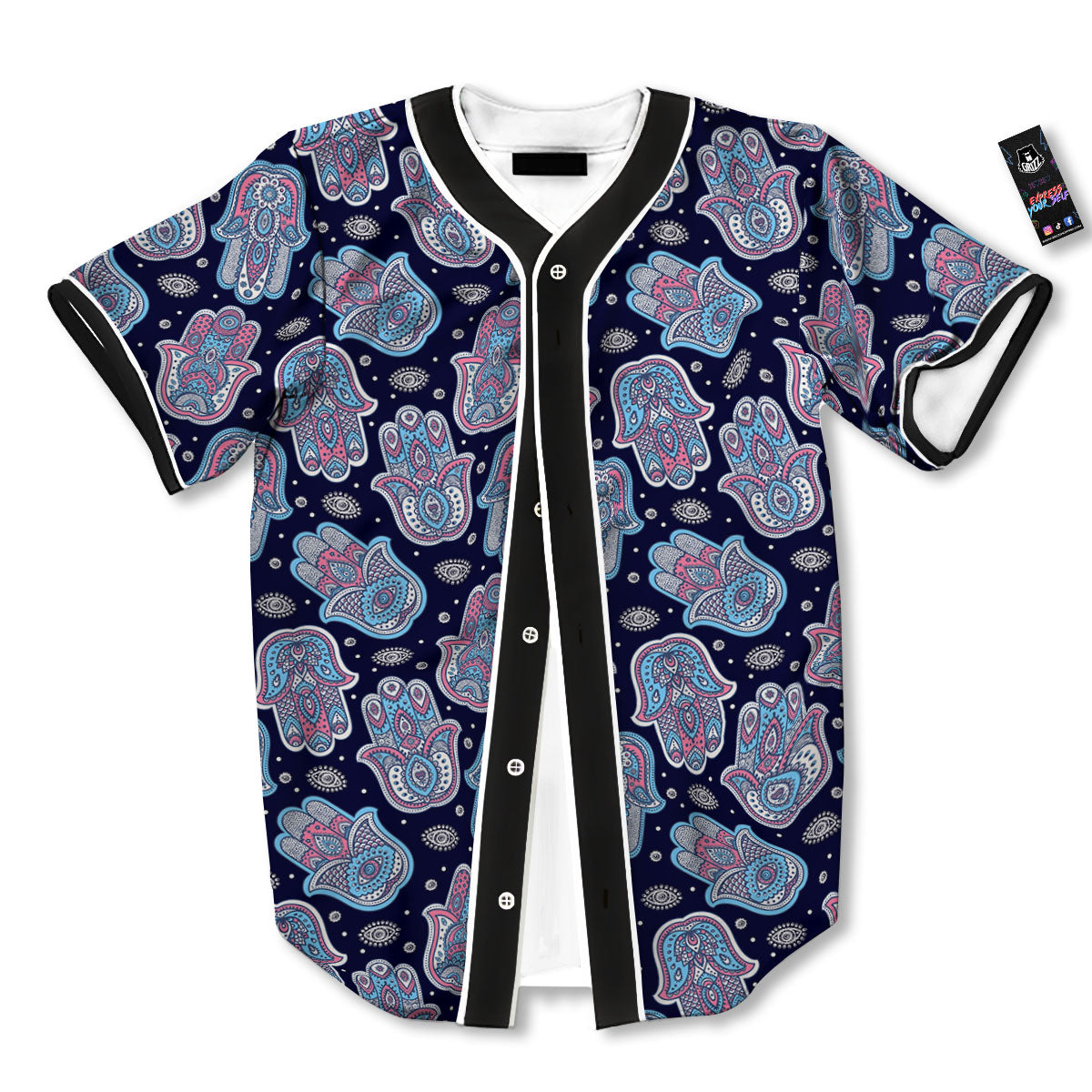Hamsa Boho Print Pattern Baseball Jersey-grizzshop