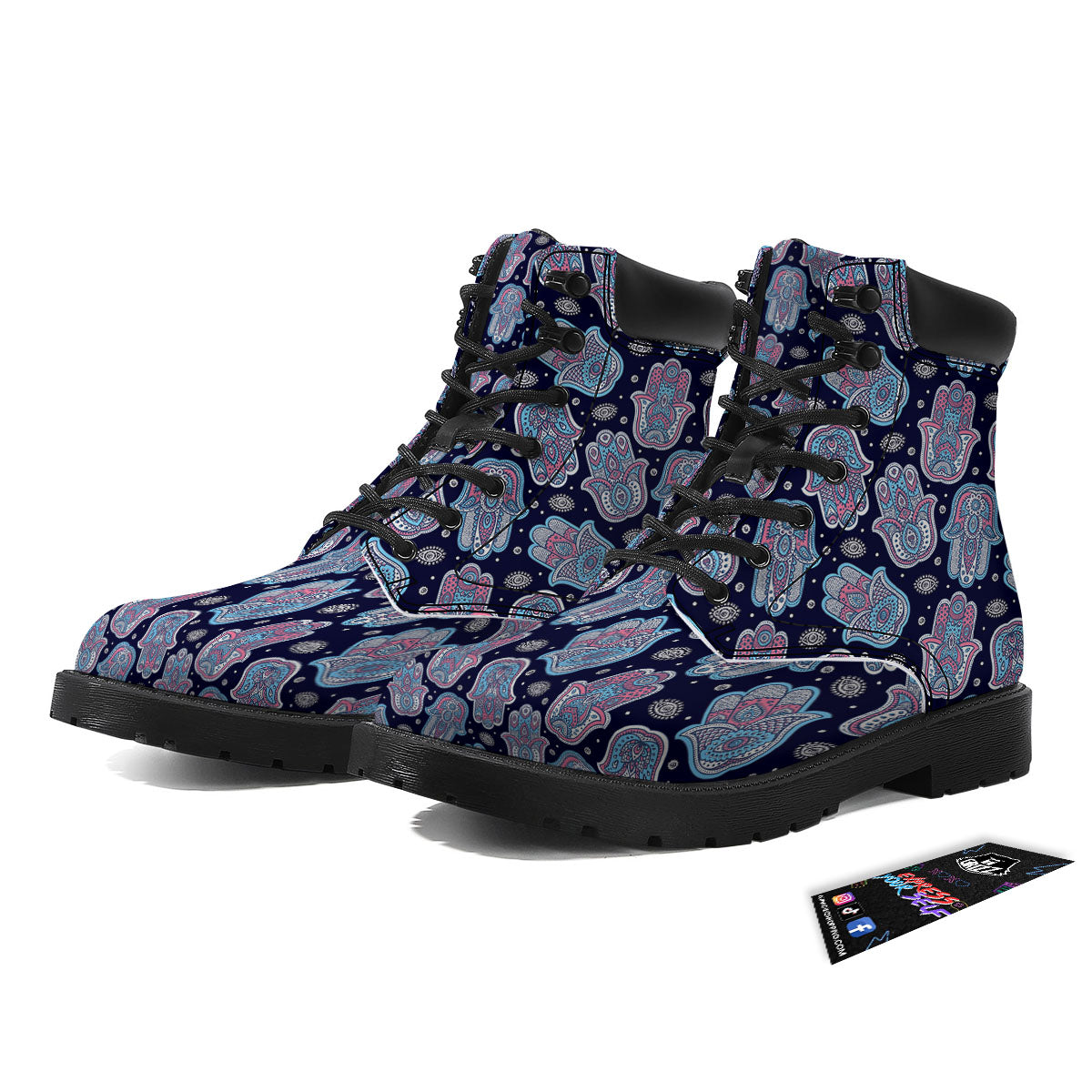 Hamsa Boho Print Pattern Boots-grizzshop