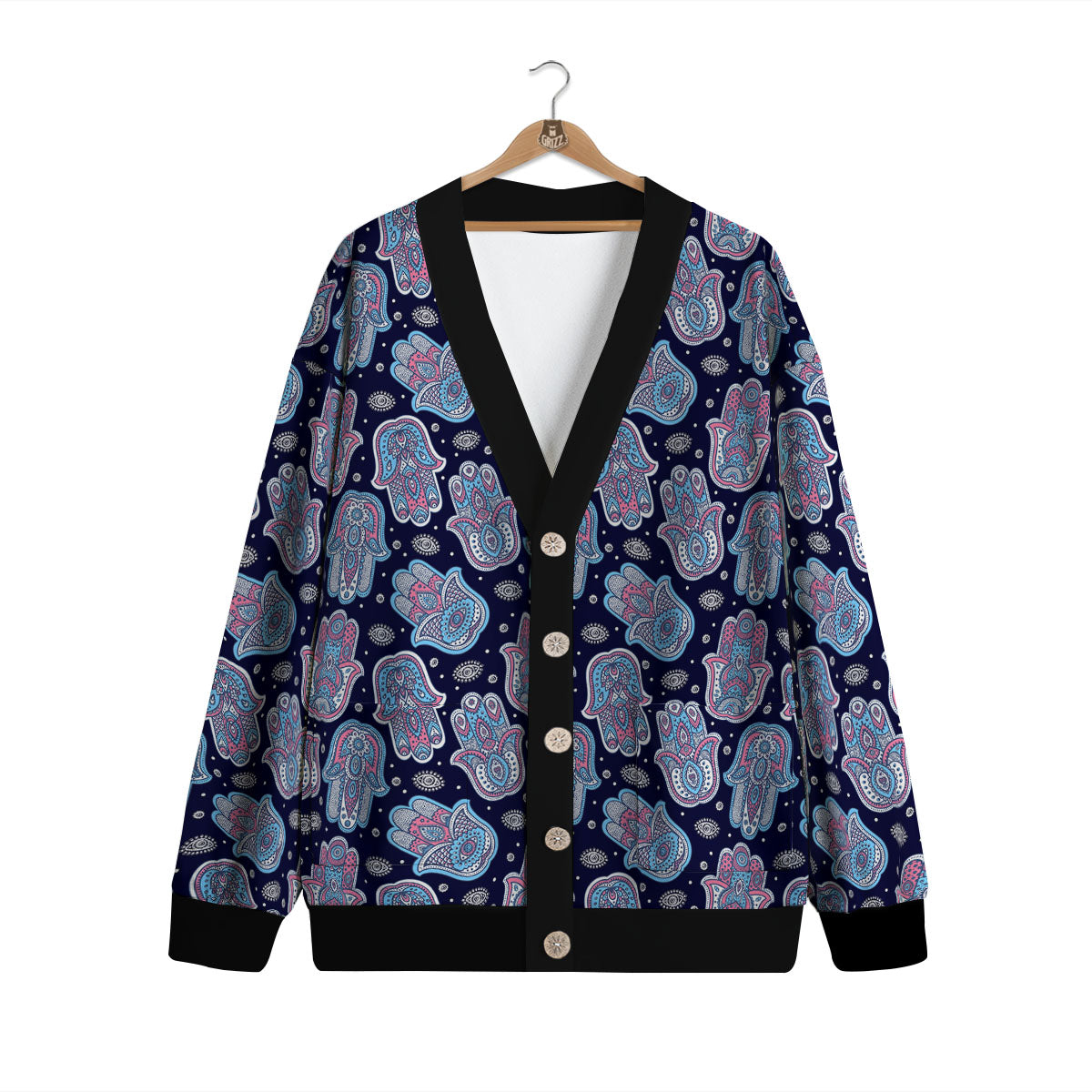 Hamsa Boho Print Pattern Cardigan-grizzshop