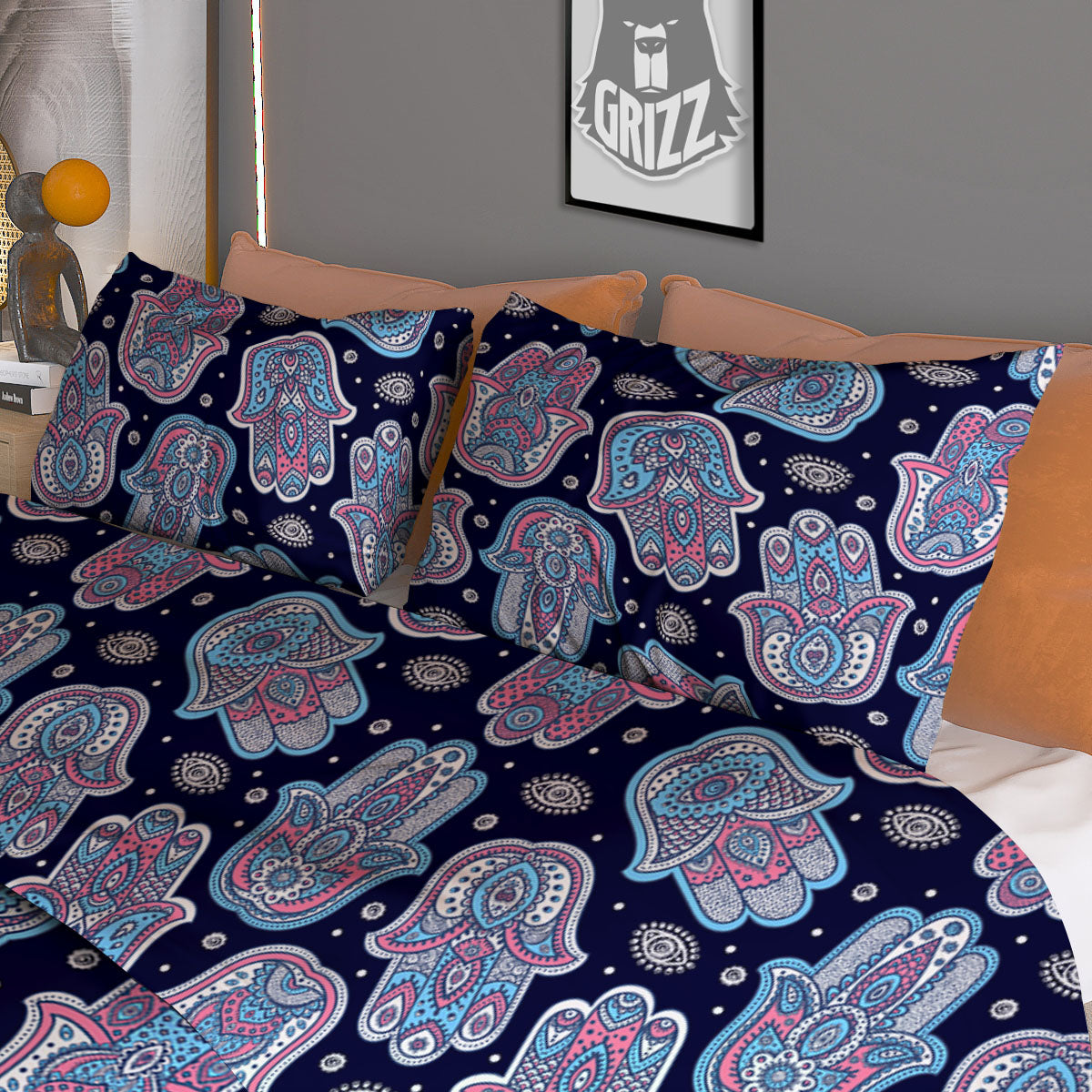 Hamsa Boho Print Pattern Duvet Cover Bedding Set-grizzshop