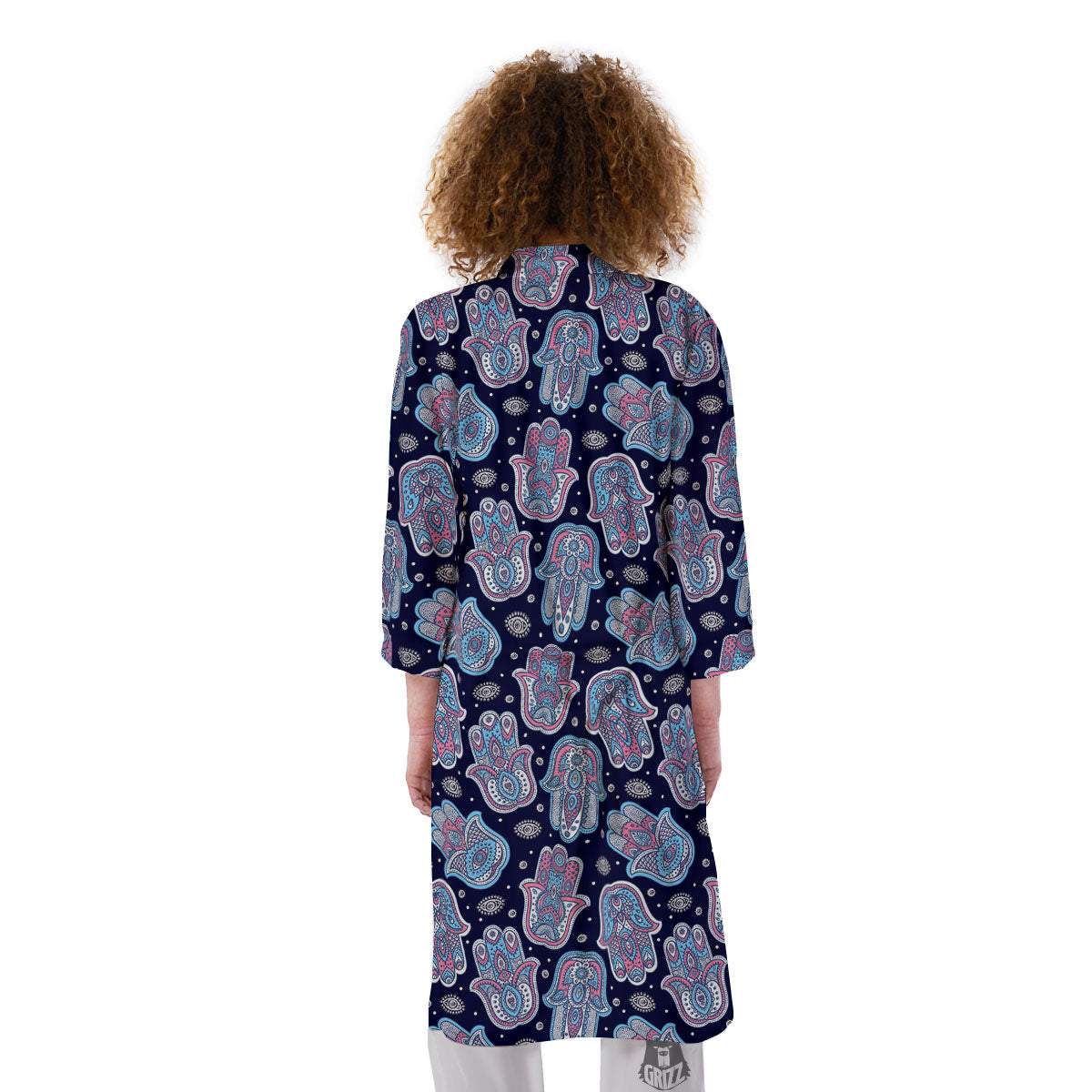 Hamsa Boho Print Pattern Kimono-grizzshop