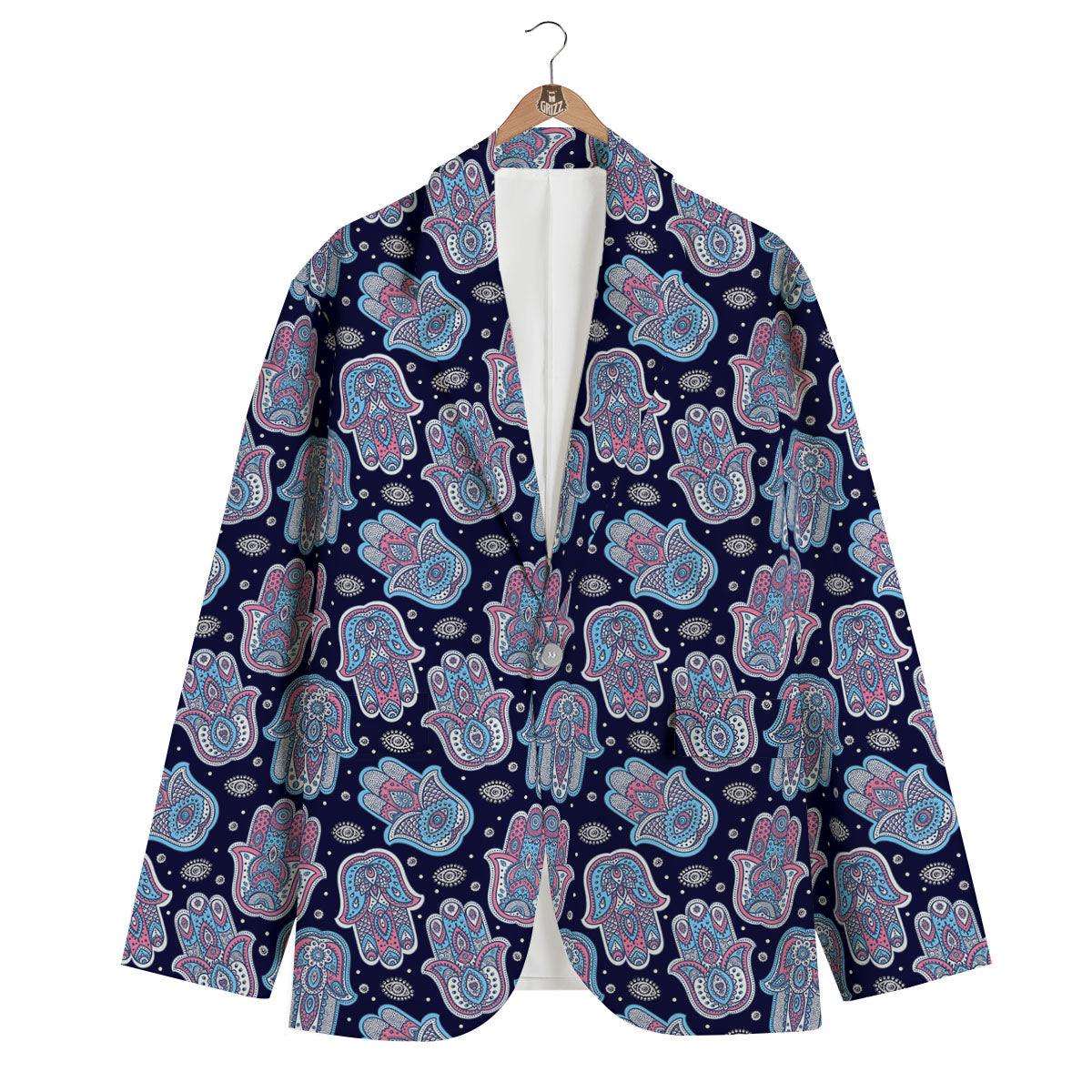 Hamsa Boho Print Pattern Men's Blazer-grizzshop