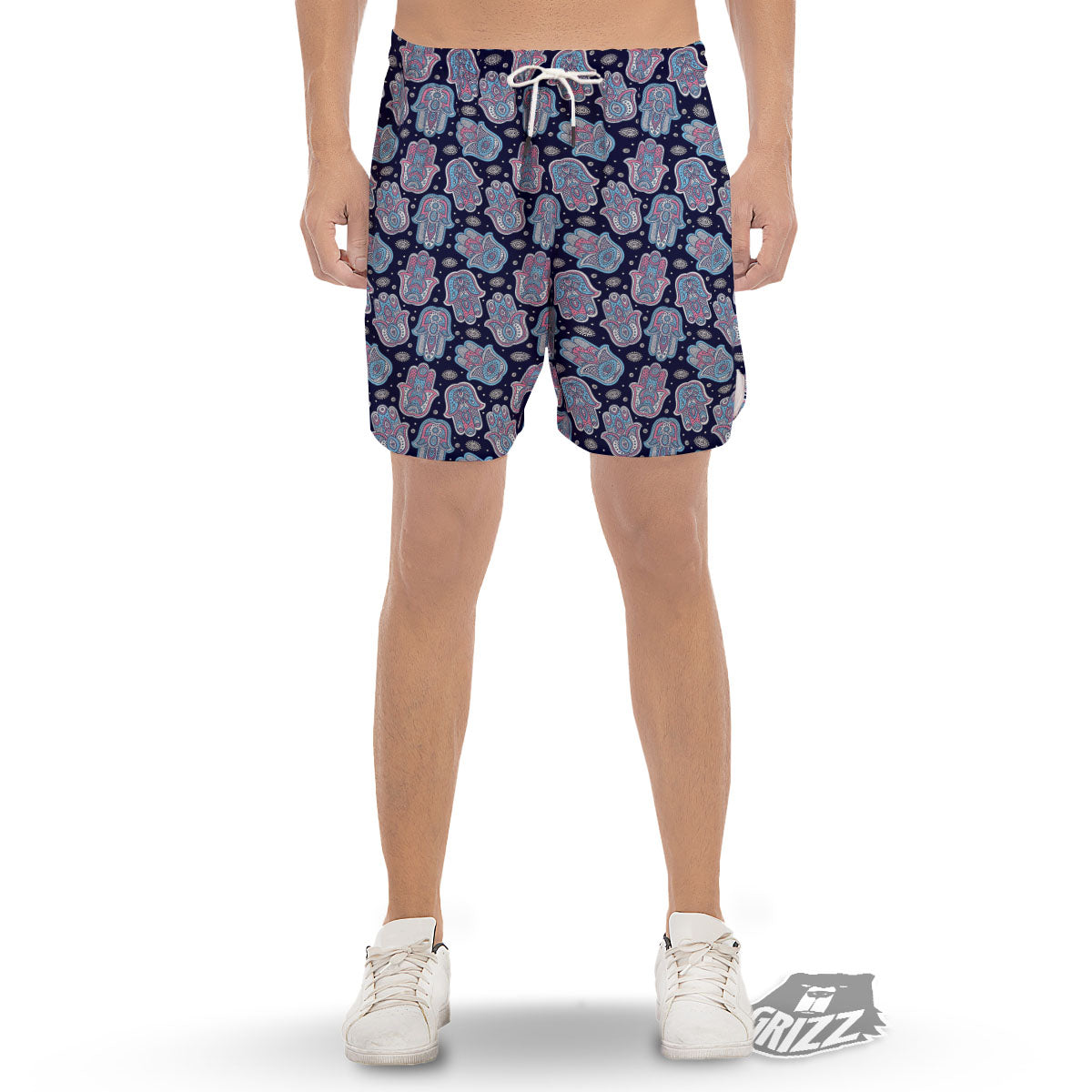 Hamsa Boho Print Pattern Men's Gym Shorts-grizzshop