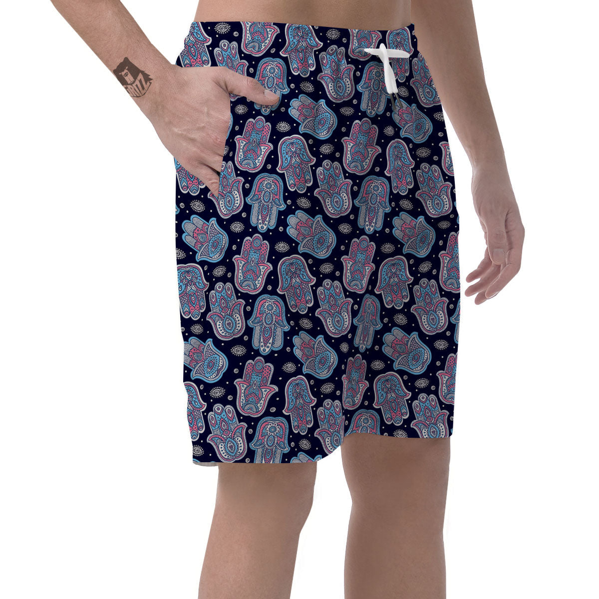 Hamsa Boho Print Pattern Men's Shorts-grizzshop