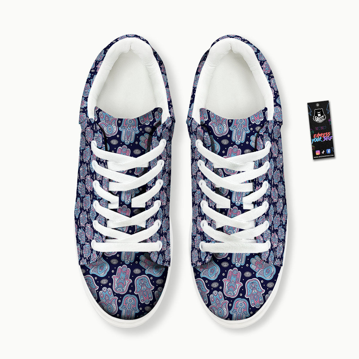 Hamsa Boho Print Pattern Platform Shoes-grizzshop