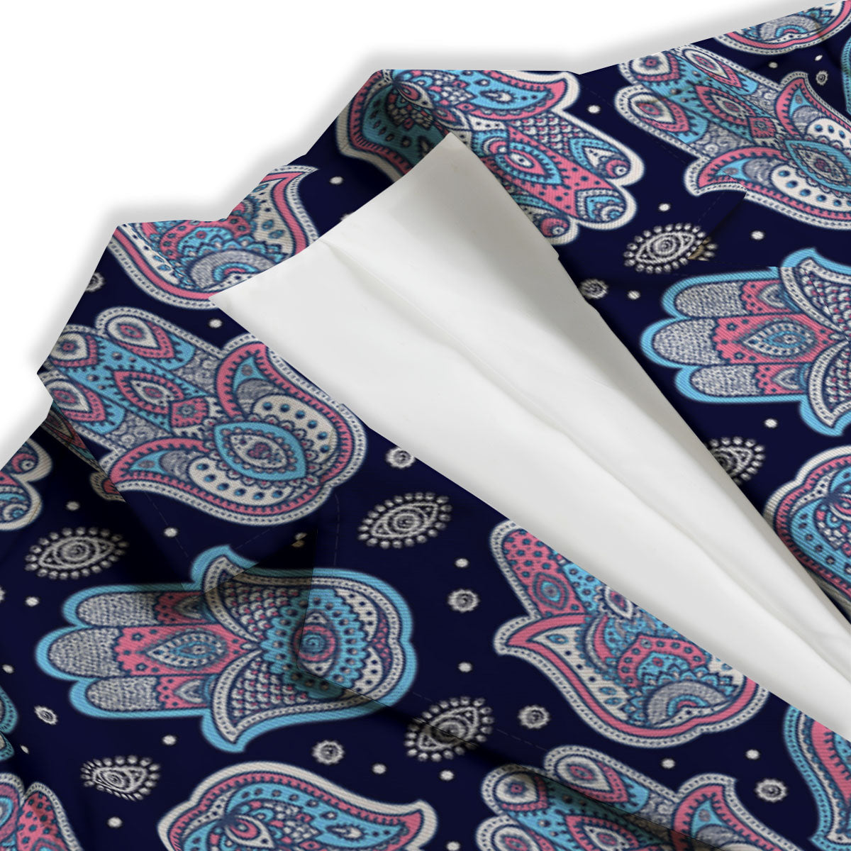 Hamsa Boho Print Pattern Women's Blazer-grizzshop