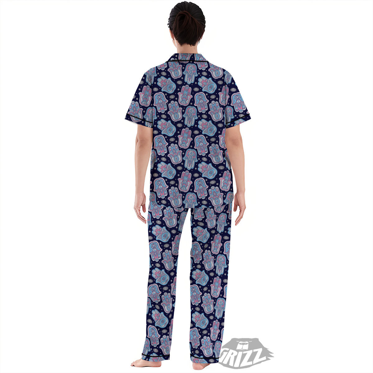 Hamsa Boho Print Pattern Women's Pajamas Set-grizzshop