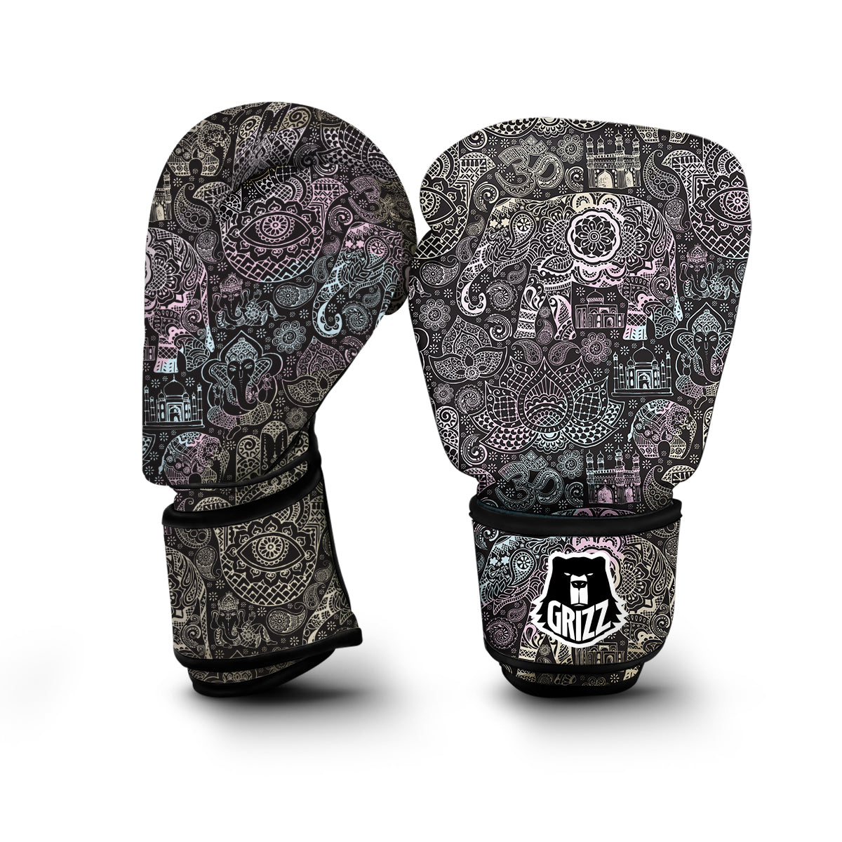 Hamsa Elephant Mandala Print Boxing Gloves-grizzshop