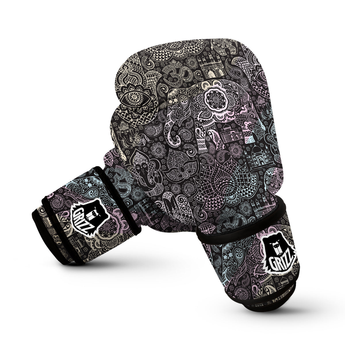 Hamsa Elephant Mandala Print Boxing Gloves-grizzshop