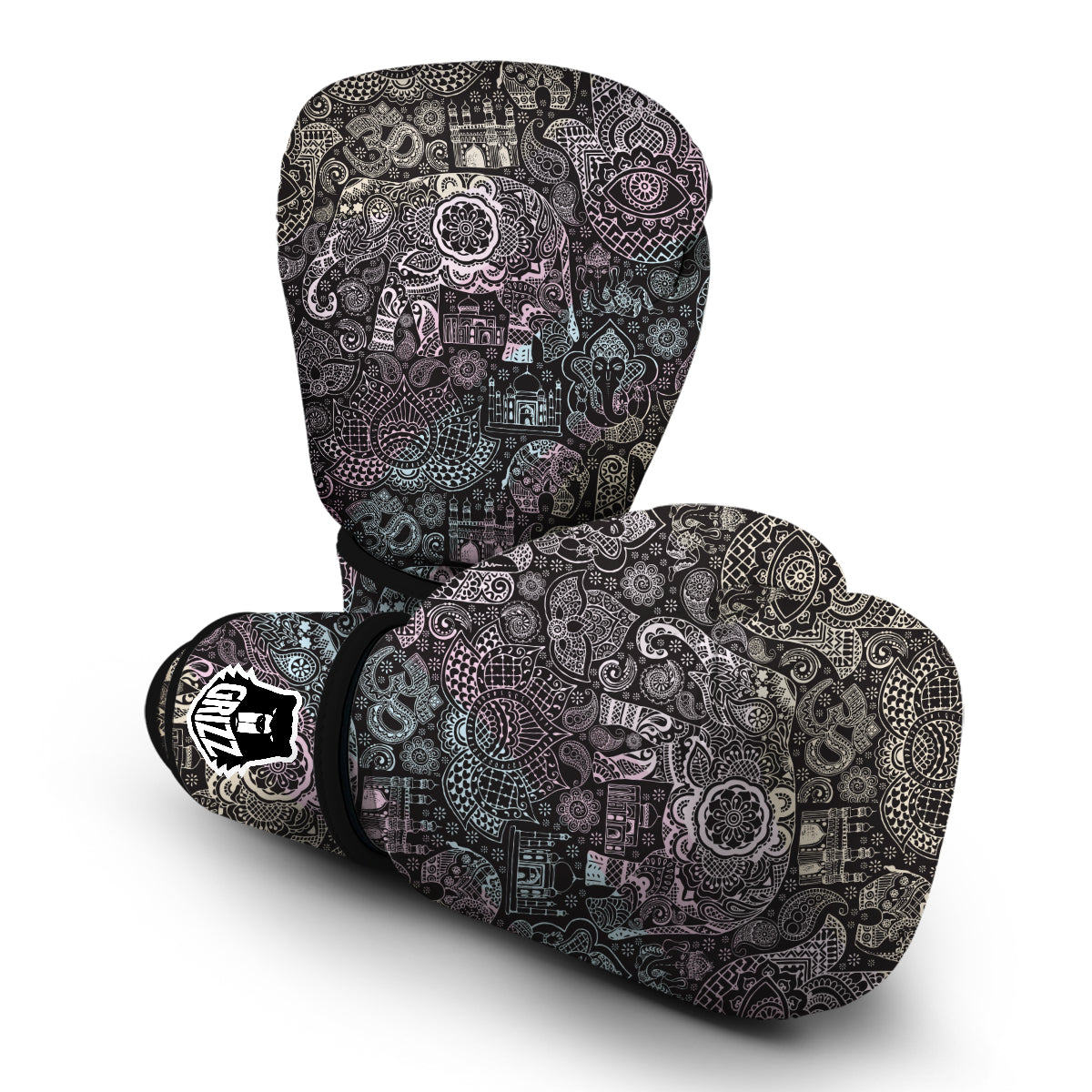 Hamsa Elephant Mandala Print Boxing Gloves-grizzshop