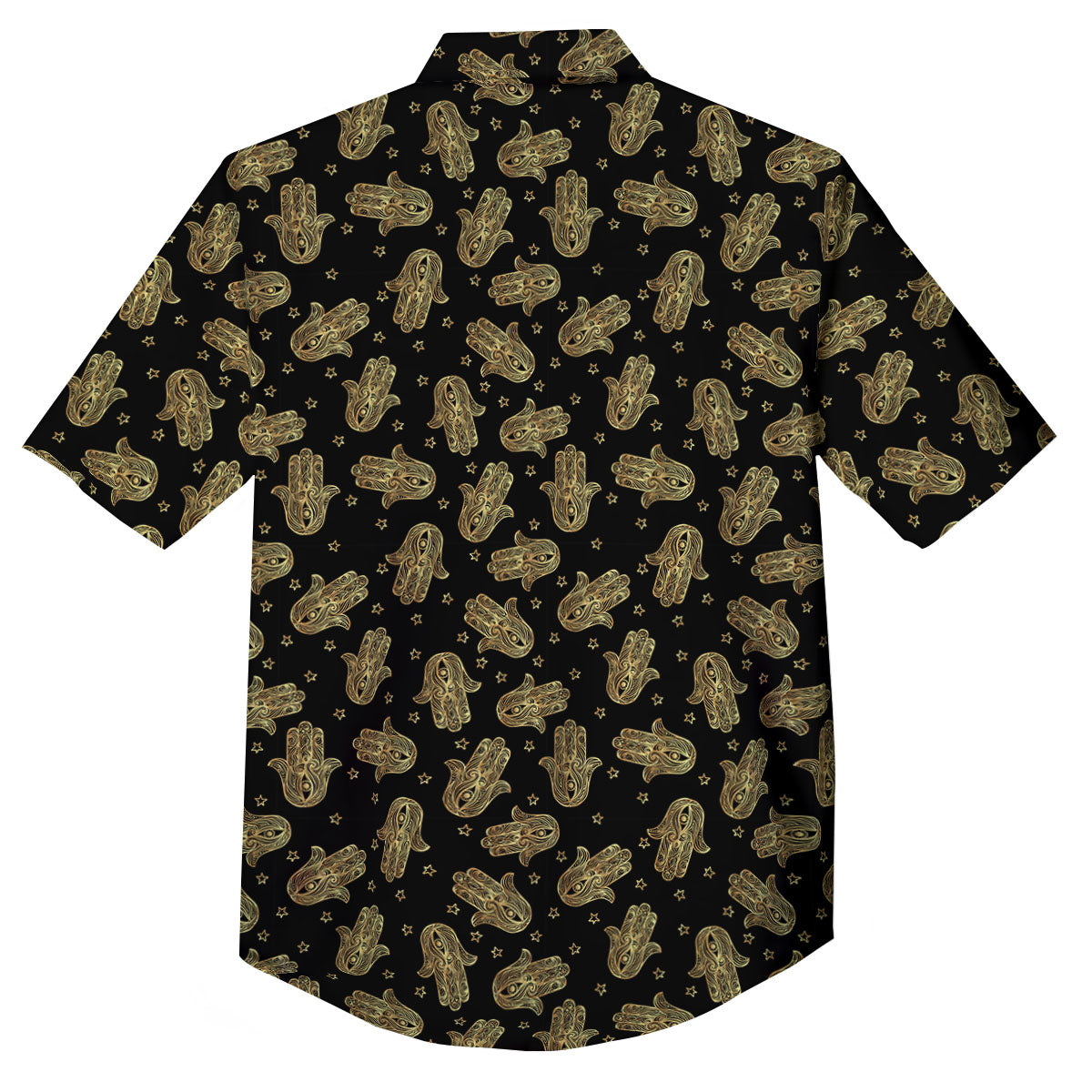 Hamsa Gold Print Pattern Button Up Shirt-grizzshop