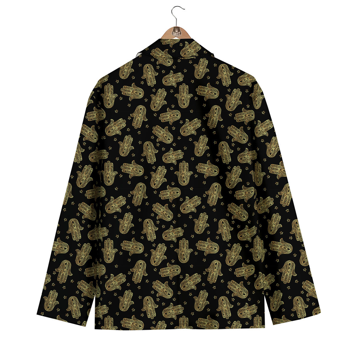 Hamsa Gold Print Pattern Men's Blazer-grizzshop