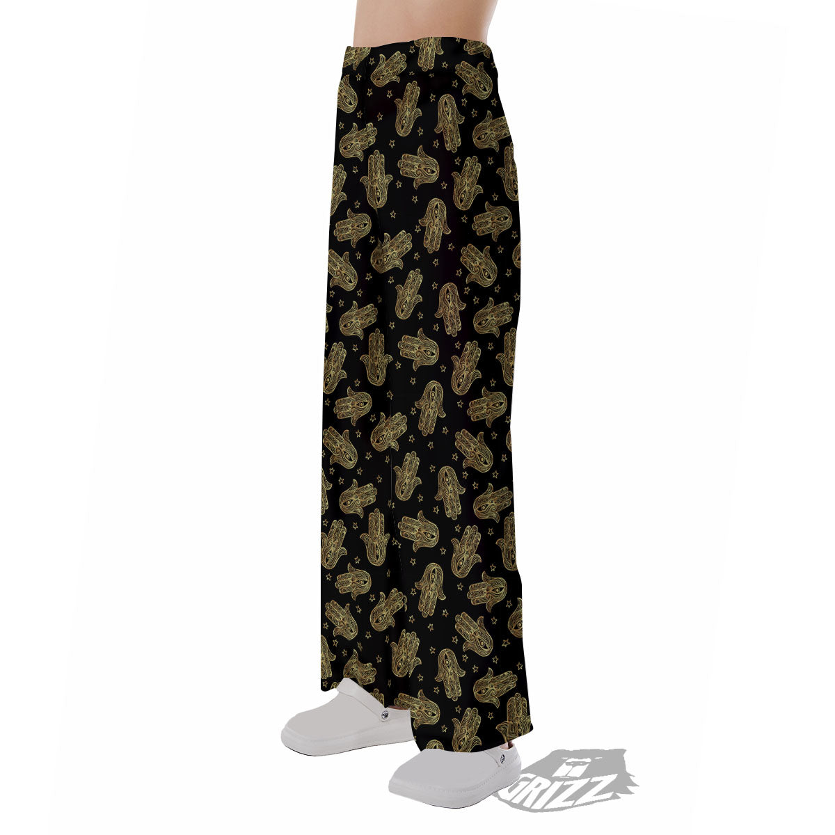 Hamsa Gold Print Pattern Pajama Pants-grizzshop
