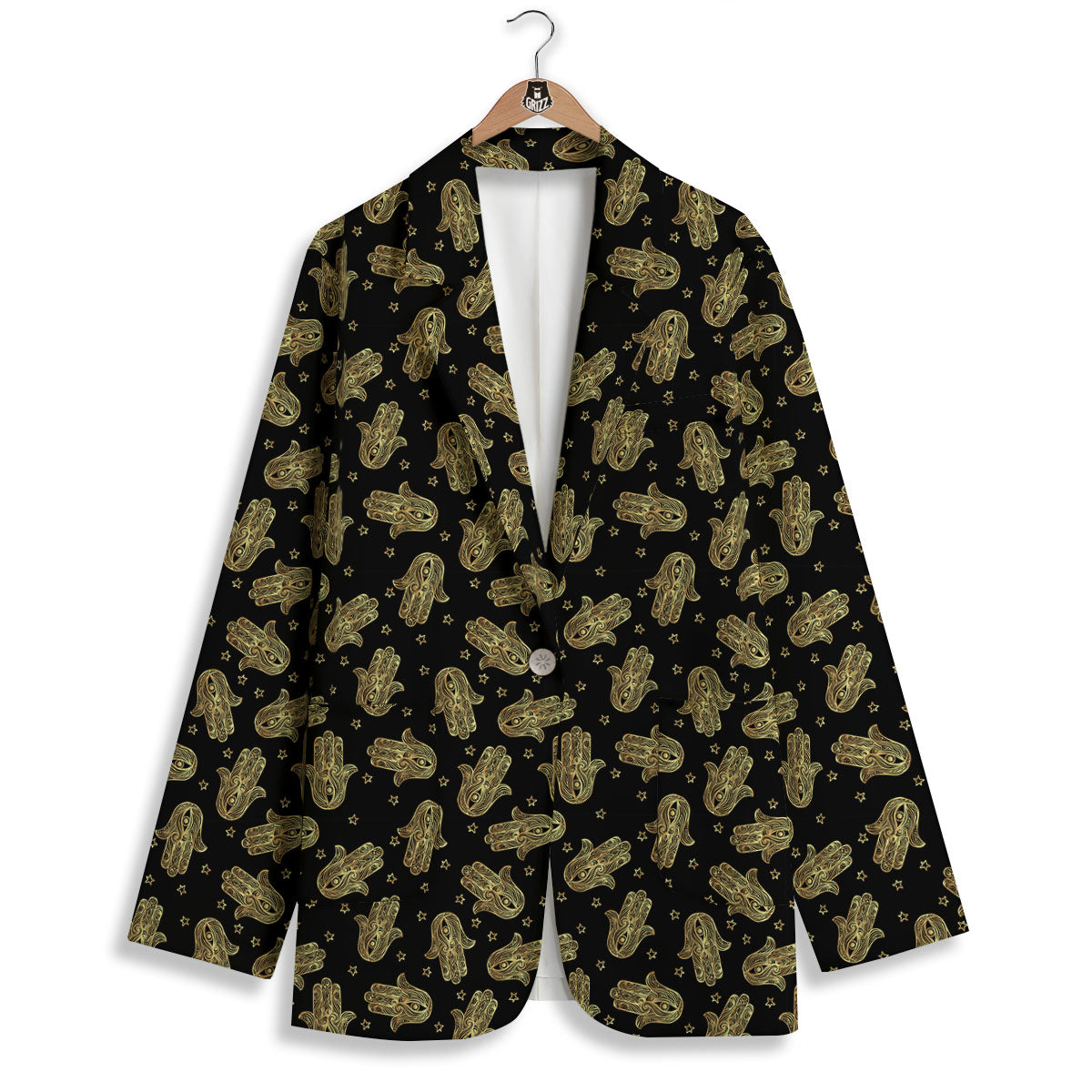 Hamsa Gold Print Pattern Women's Blazer-grizzshop