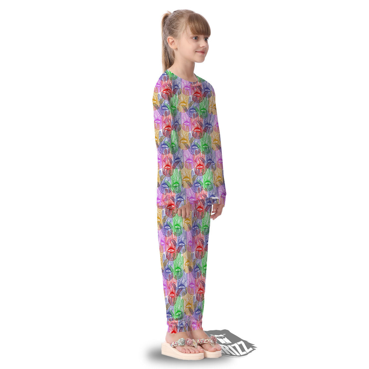 Hamsa Hand Colorful Print Kid's Pajamas-grizzshop