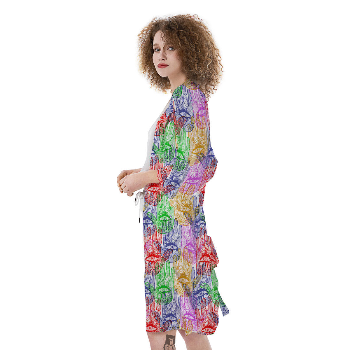 Hamsa Hand Colorful Print Kimono-grizzshop