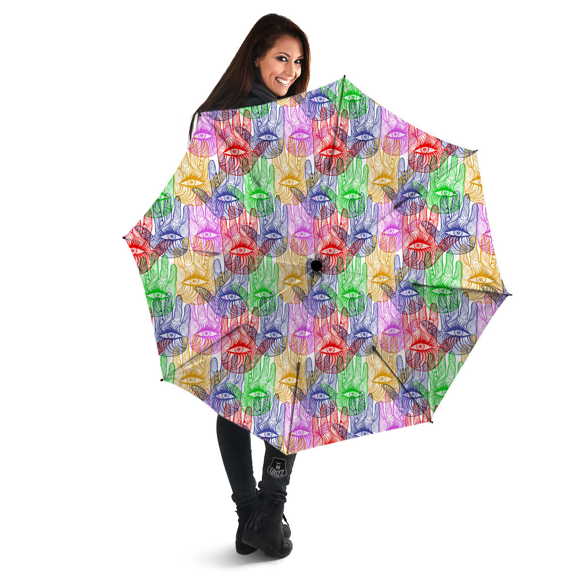 Hamsa Hand Colorful Print Umbrella-grizzshop
