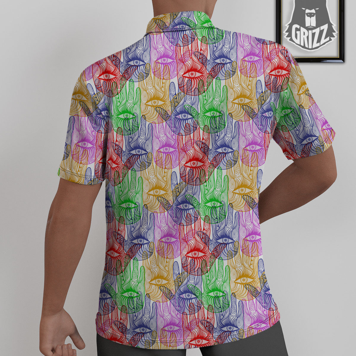 Hamsa Hand Colorful Print Untucked Shirts-grizzshop