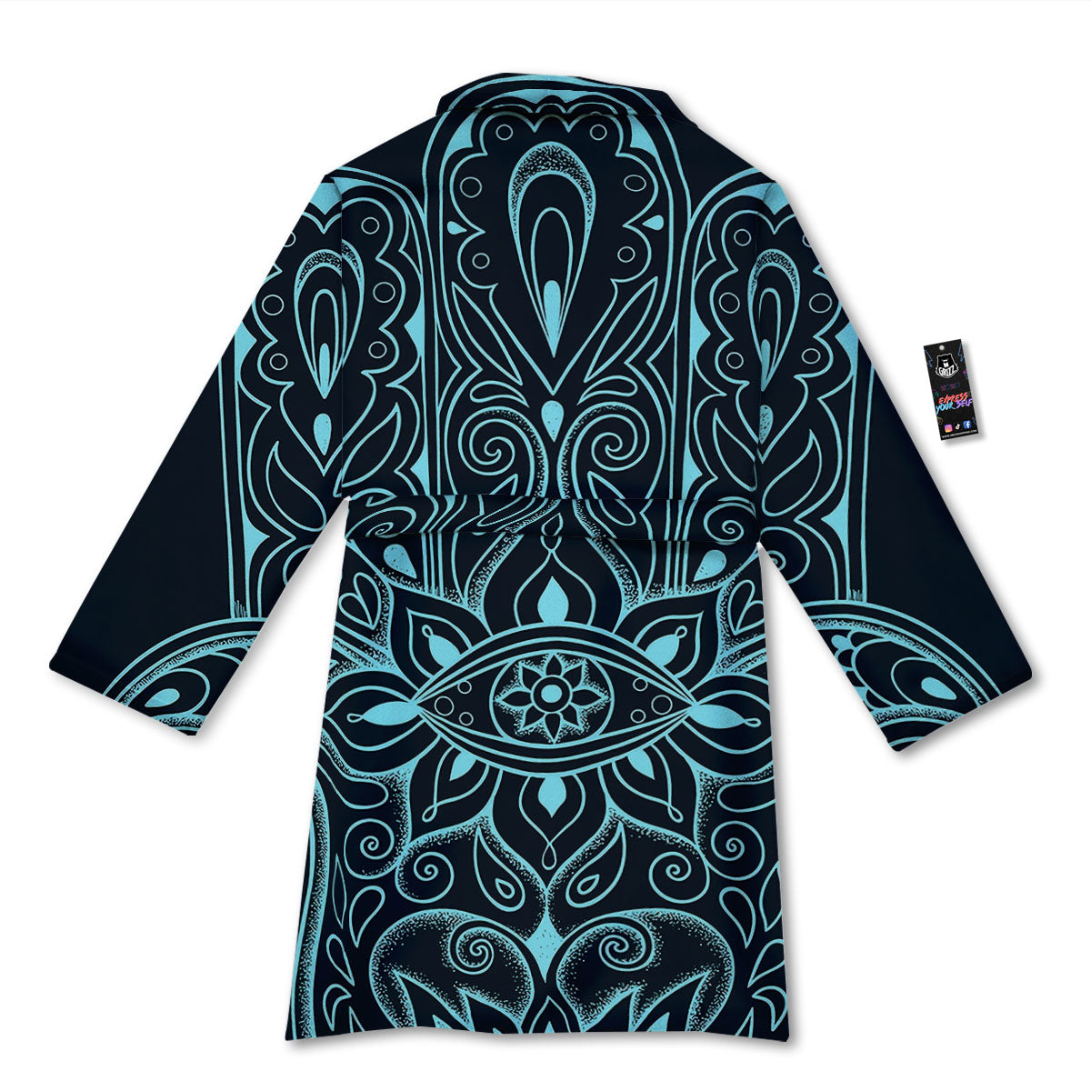 Hamsa Hand Fatima Spirital Print Bathrobe-grizzshop