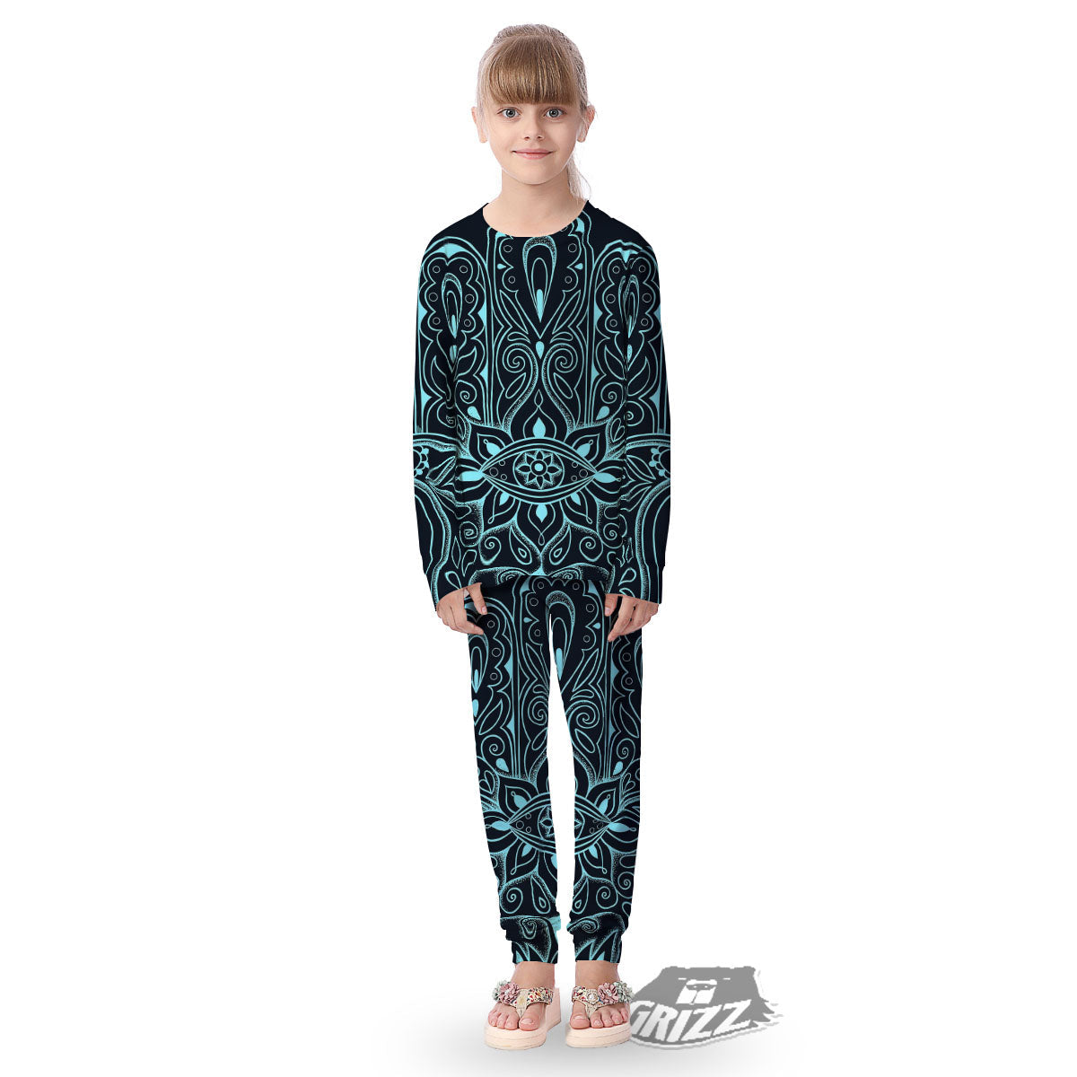 Hamsa Hand Fatima Spirital Print Kid's Pajamas-grizzshop