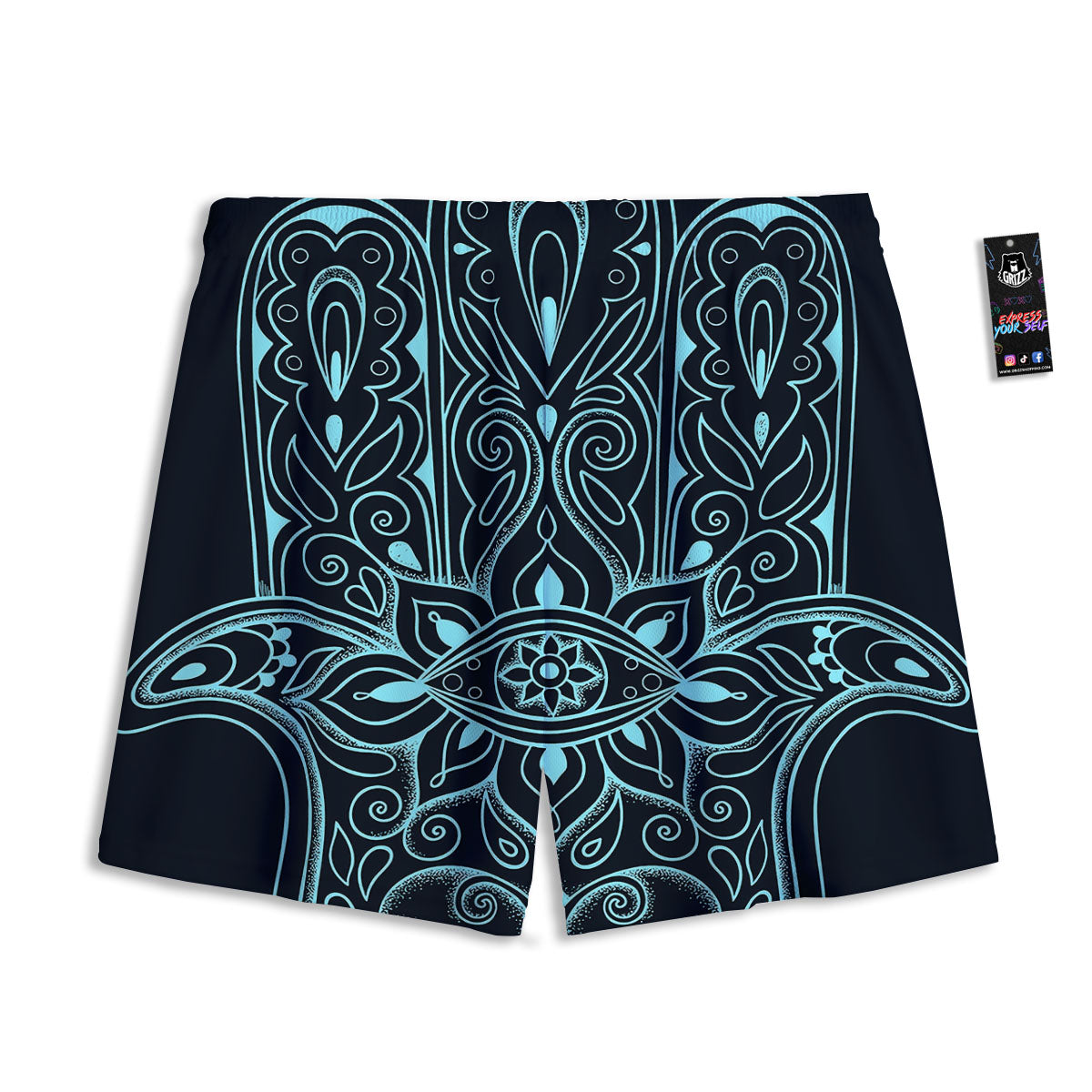 Hamsa Hand Fatima Spirital Print Mesh Shorts