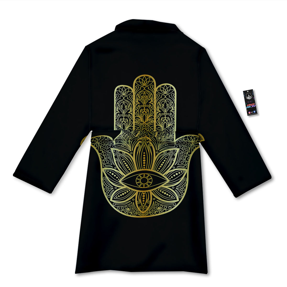 Hamsa Hand Gold Print Bathrobe-grizzshop