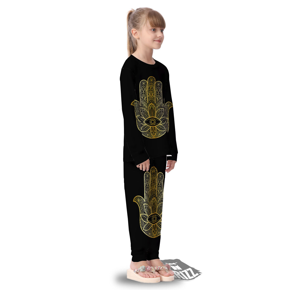 Hamsa Hand Gold Print Kid's Pajamas-grizzshop