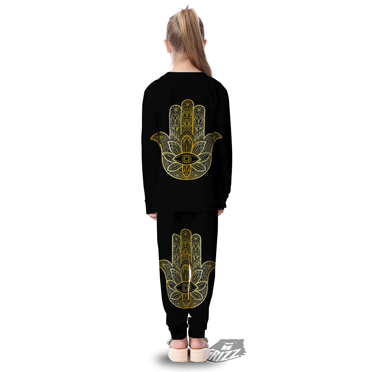 Hamsa Hand Gold Print Kid's Pajamas-grizzshop