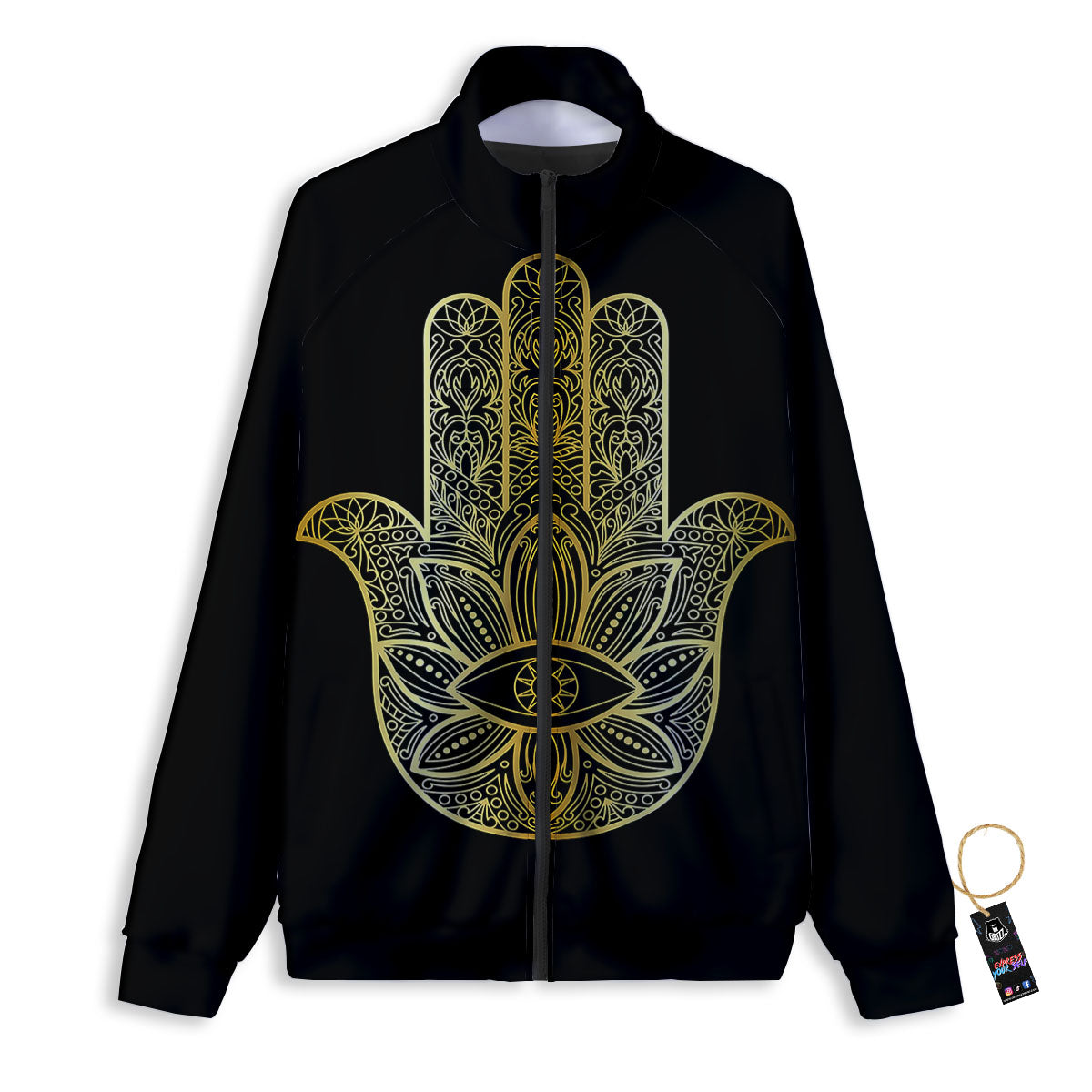 Hamsa Hand Gold Print Track Jacket-grizzshop