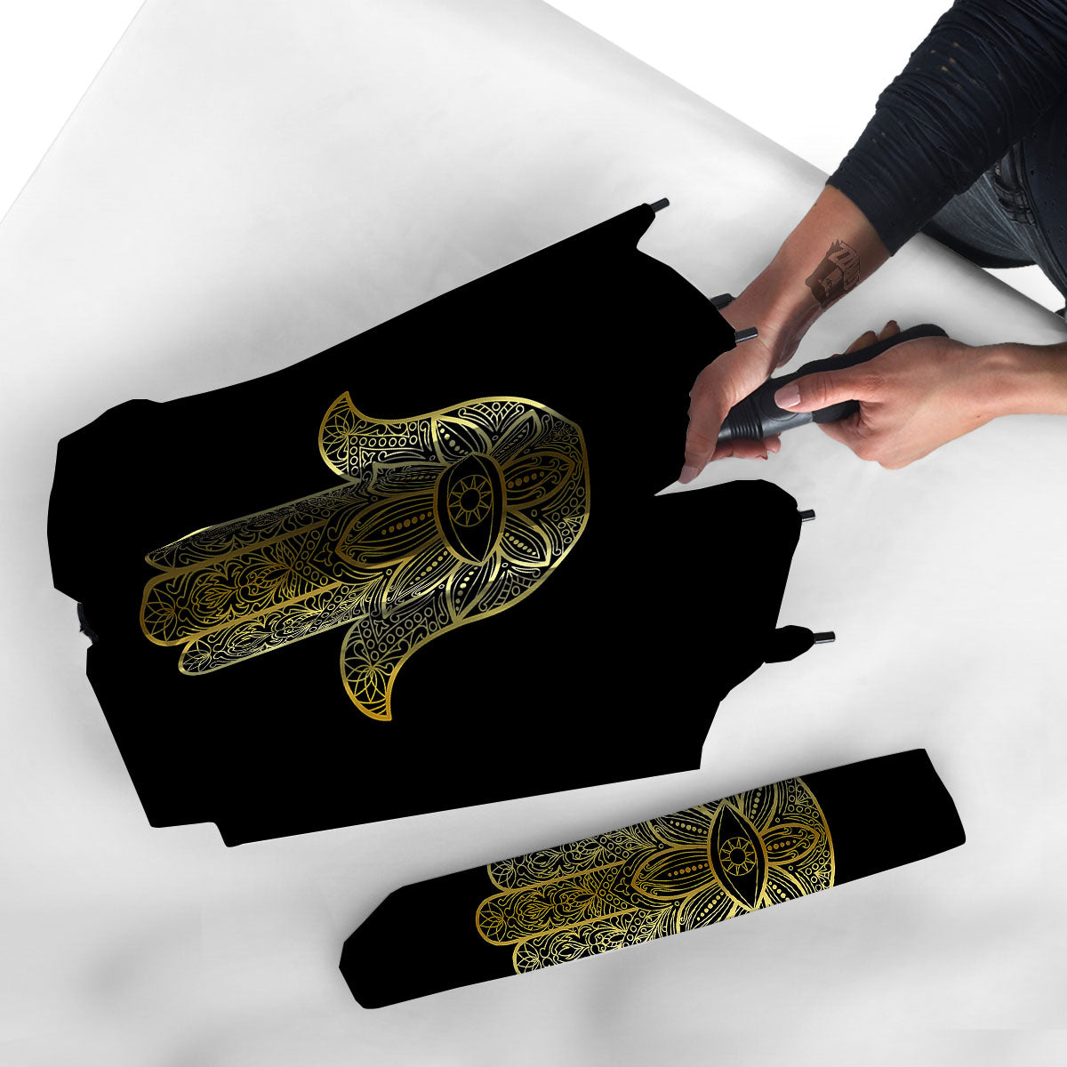 Hamsa Hand Gold Print Umbrella-grizzshop