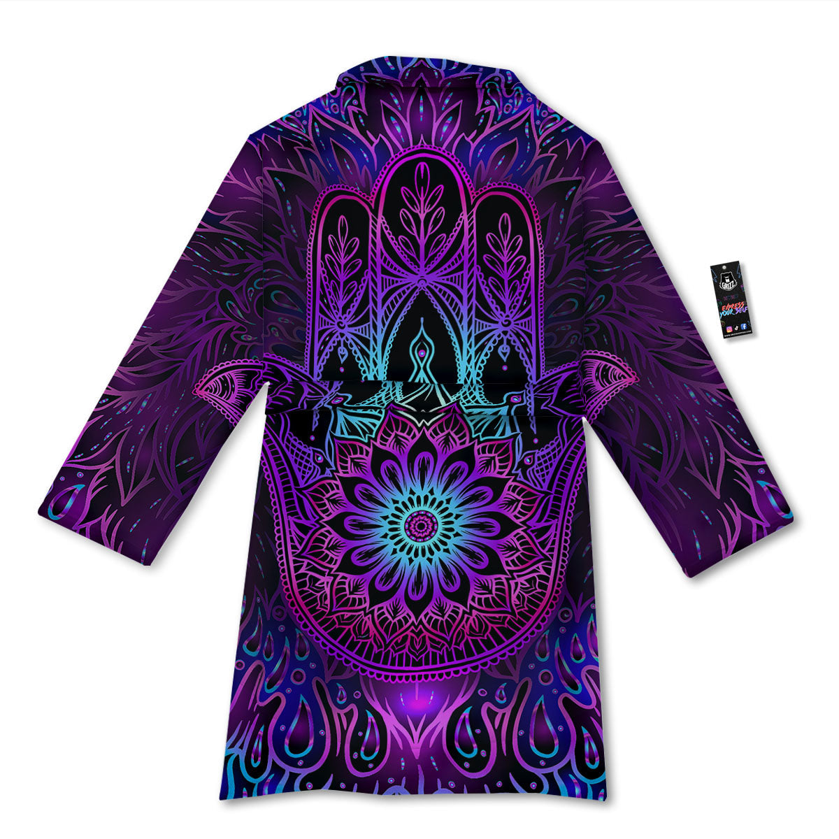Hamsa Hand Purple Print Bathrobe-grizzshop