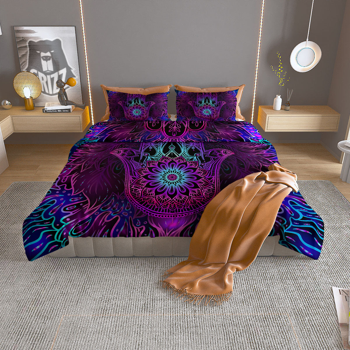 Grey Digital Camo Black Print Pattern Duvet Cover Bedding Set