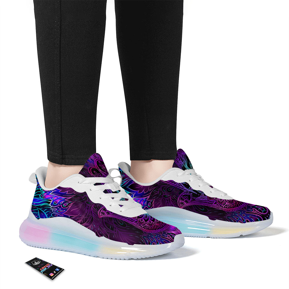 Hamsa Hand Purple Print Running Sneakers-grizzshop