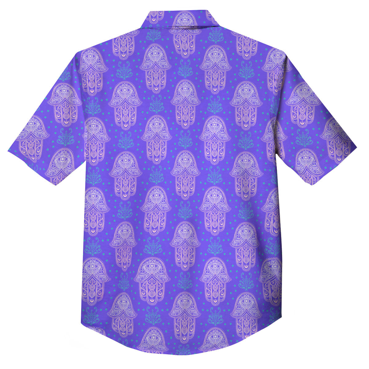 Hamsa Indian Print Pattern Button Up Shirt-grizzshop