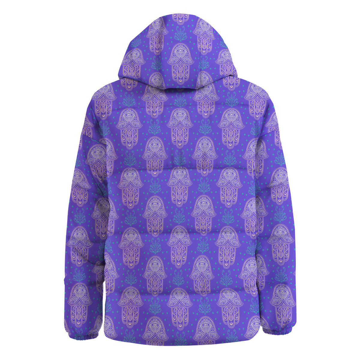 Hamsa Indian Print Pattern Down Jacket-grizzshop