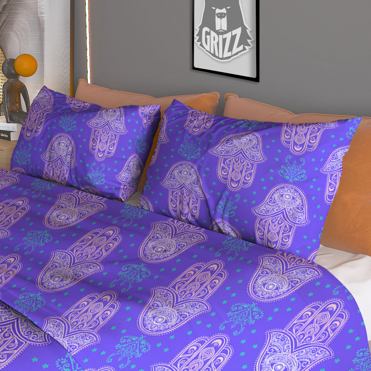 Hamsa Indian Print Pattern Duvet Cover Bedding Set