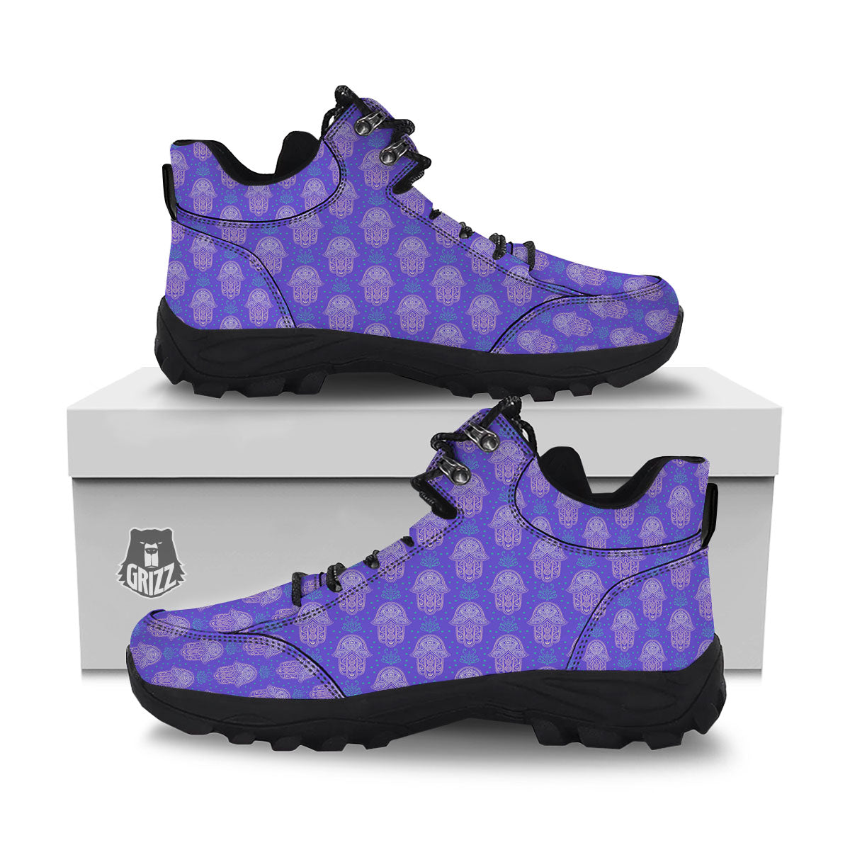 Hamsa Indian Print Pattern Hiking Shoes-grizzshop