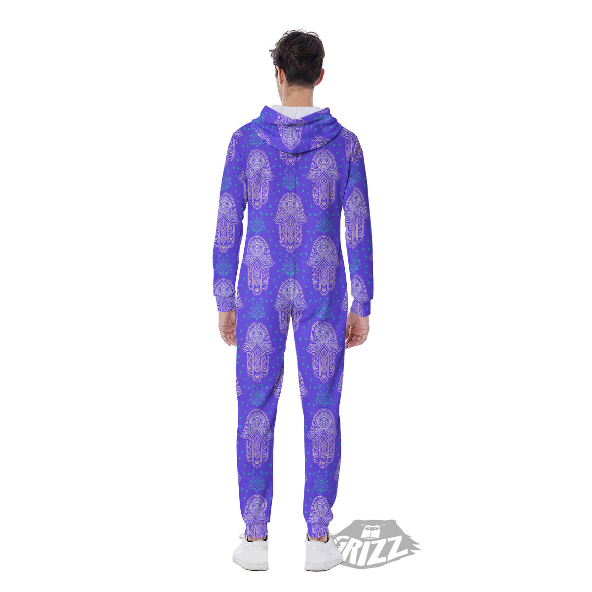 Hamsa Indian Print Pattern Men's Jumpsuit-grizzshop