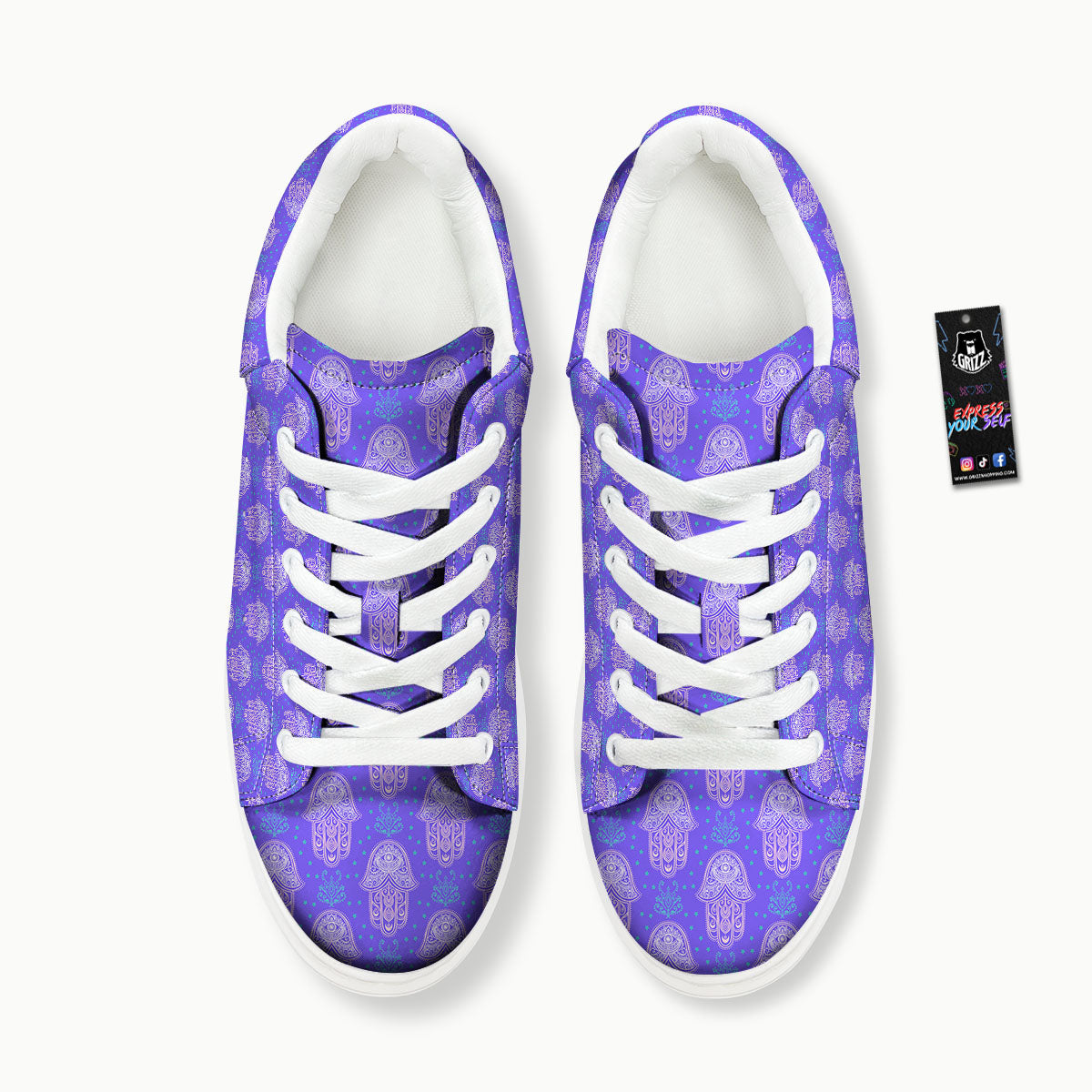Hamsa Indian Print Pattern Platform Shoes-grizzshop