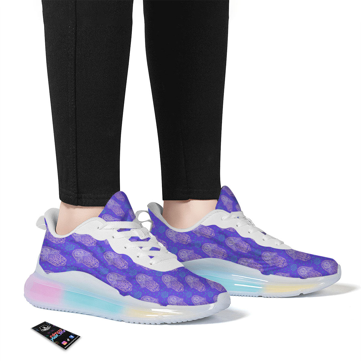 Hamsa Indian Print Pattern Running Sneakers-grizzshop